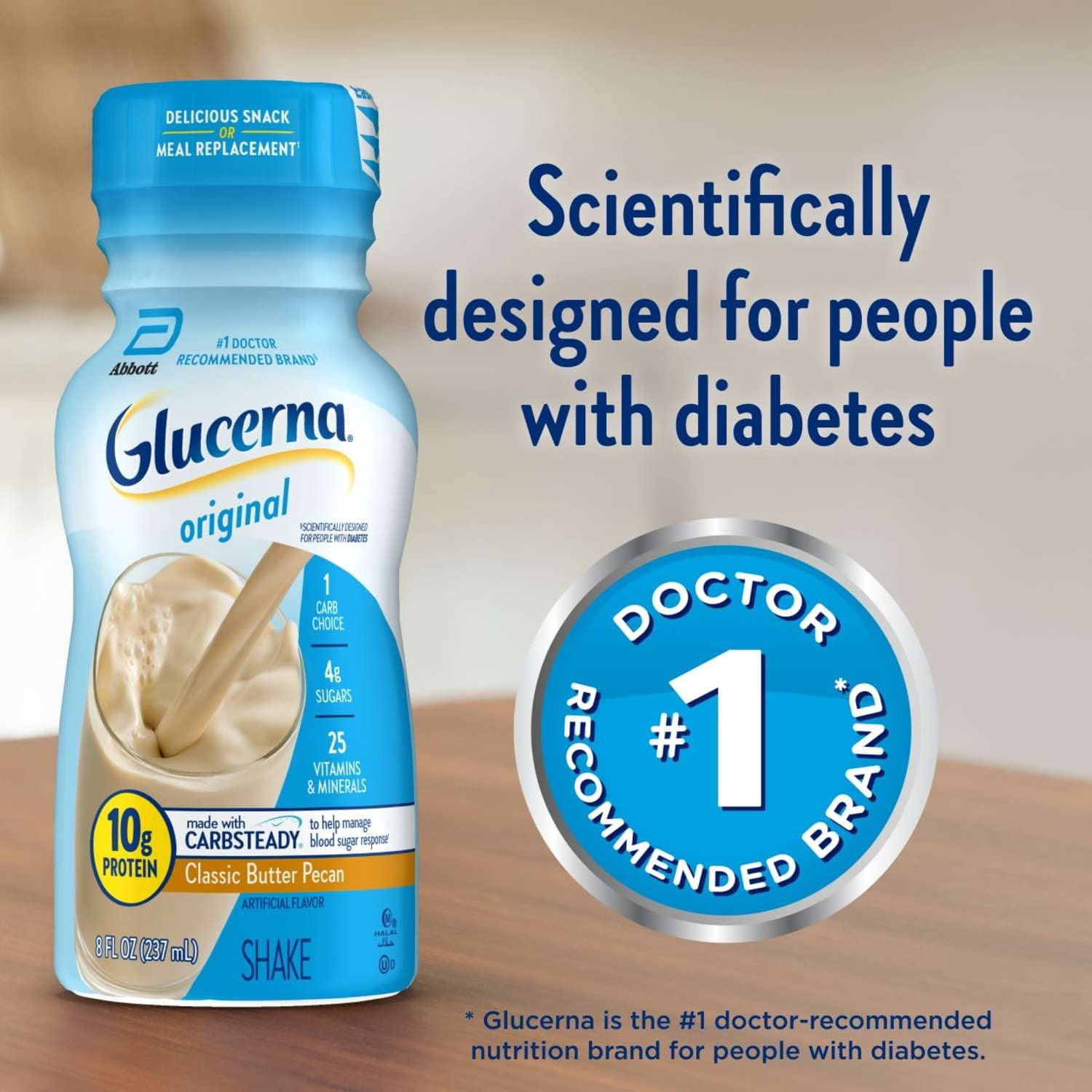 Original Diabetic Protein Shake, Classic Butter Pecan, 8 fl oz, 6 Count