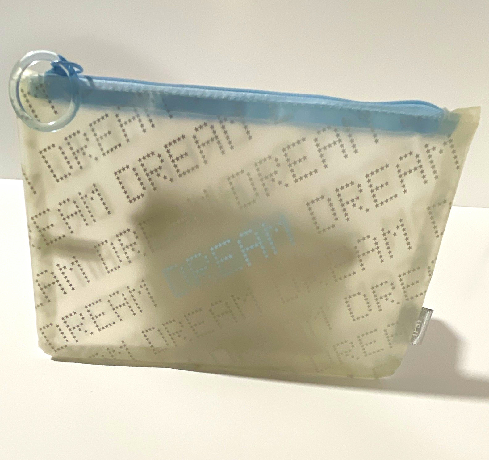Ipsy Clear Plastic Makeup Bag Pouch, Blue Zipper Closure, 7 x 3 in
