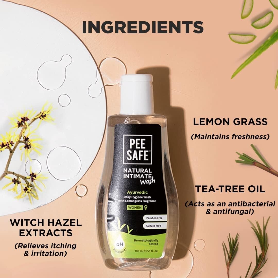 Pee Safe Intimate Wash For Women Natural Ayurvedic with Lemongrass – 150ml