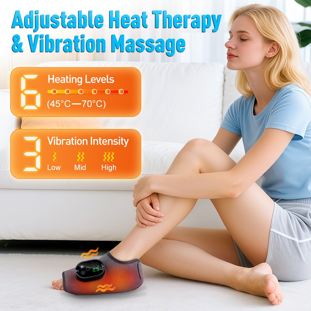 Cordless Foot and Ankle Massager Pain Relief 6 Heating Levels, 3 Vibration Modes