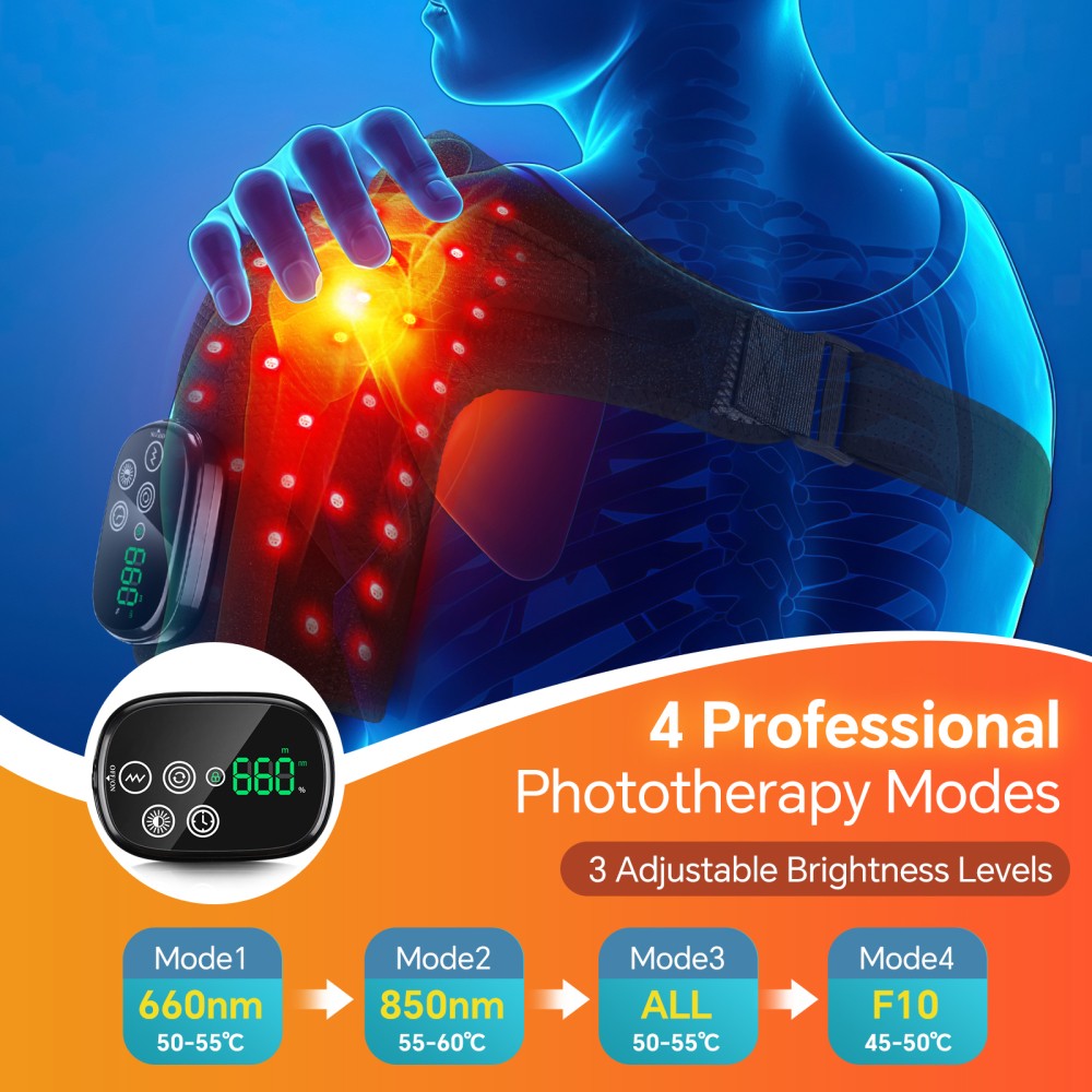 Cordless Red Light Therapy for Shoulder with Massage, 5000mAh Battery Portable