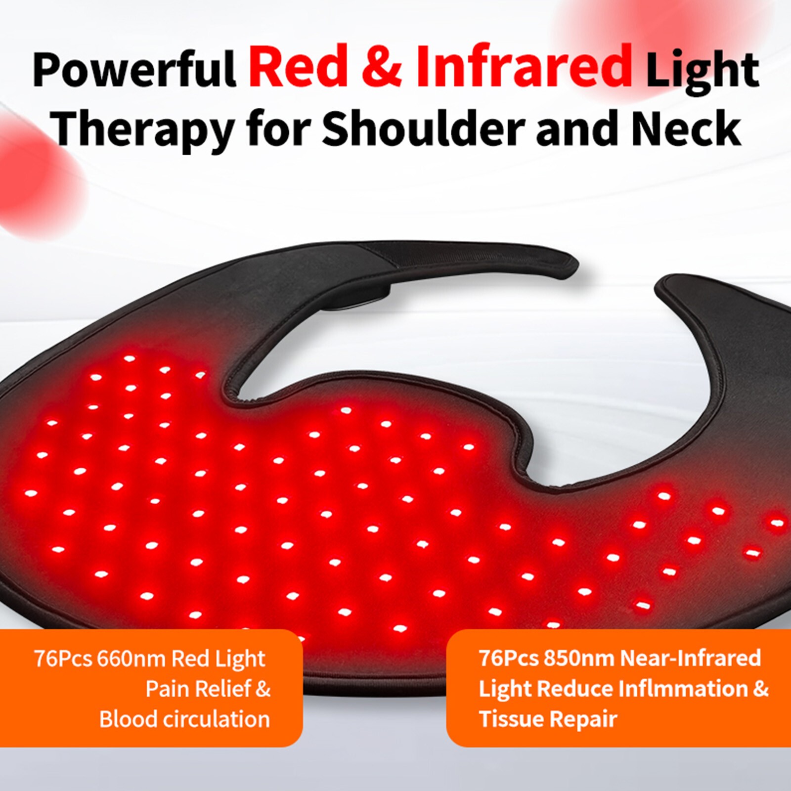 Red Light Therapy for Shoulder Neck 660&850nm Wearable Light Therapy PadOWu5