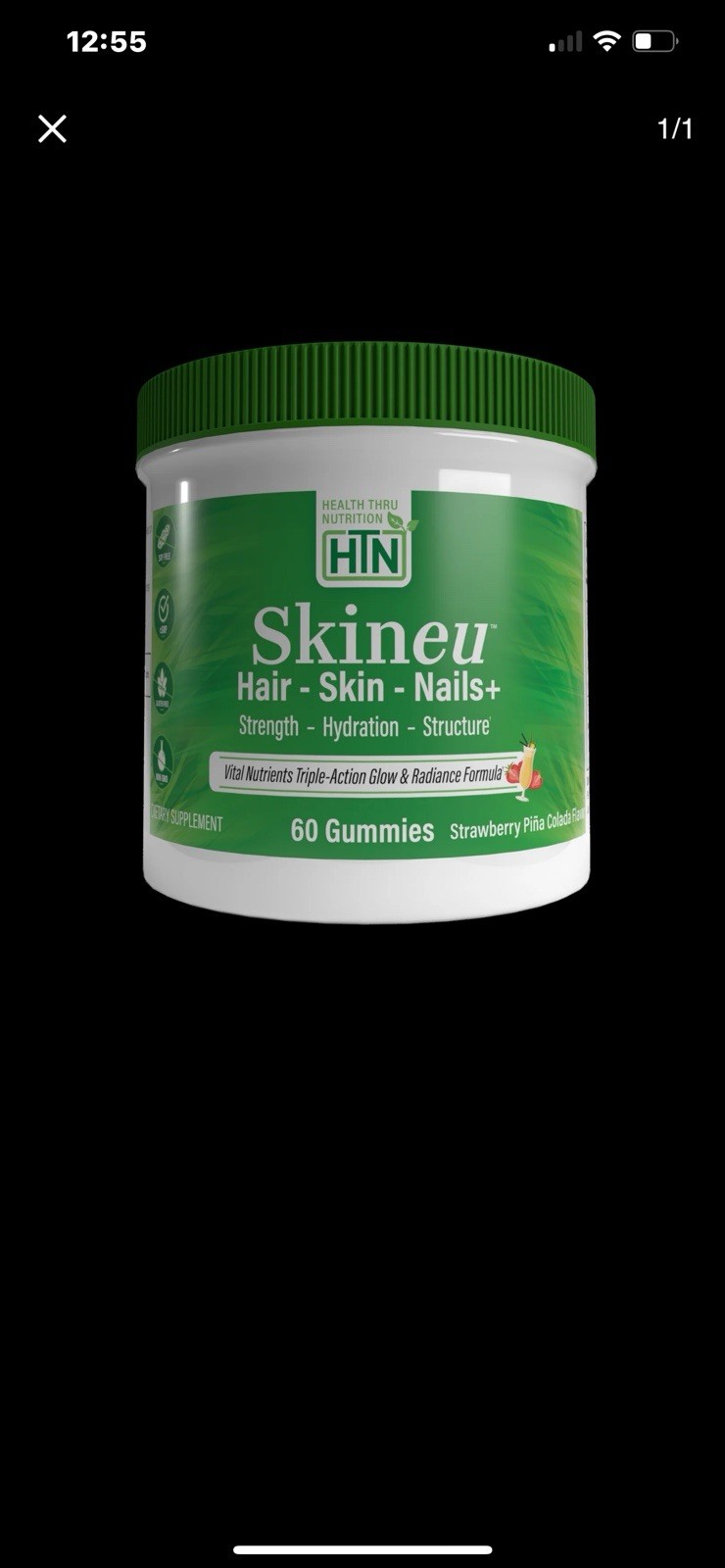 Health Thru Nutrition Skineu- Hair skin & Nails 60 Strawberry Piña Colada Gummie
