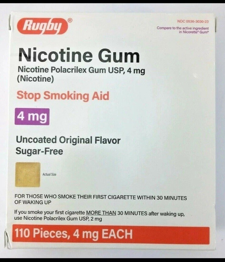 110 Pc Rugby Original Flavor 4mg Nicotine Gum Stop Smoking Aid Expires 2027