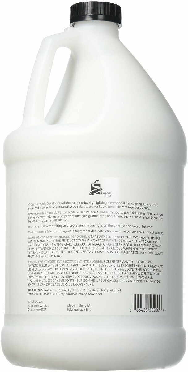 Super Star Stabilized Cream Peroxide Developer, 20v, 3.8 L / 1 Gallon (1-Count)