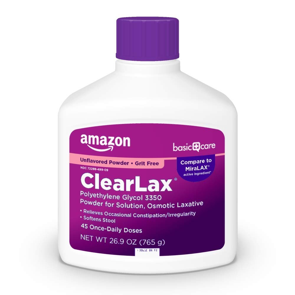 Amazon Basic Care ClearLax Polyethylene Glycol 1.68 Pound (Pack of 1), White