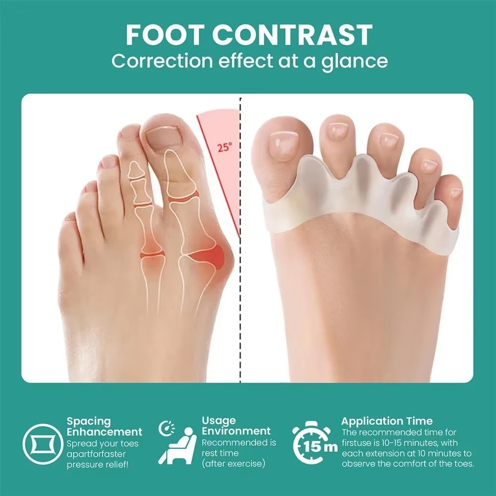 1 Pair Toe Separator Bunion Corrector Silicone Straightener Orthopedic Spacer