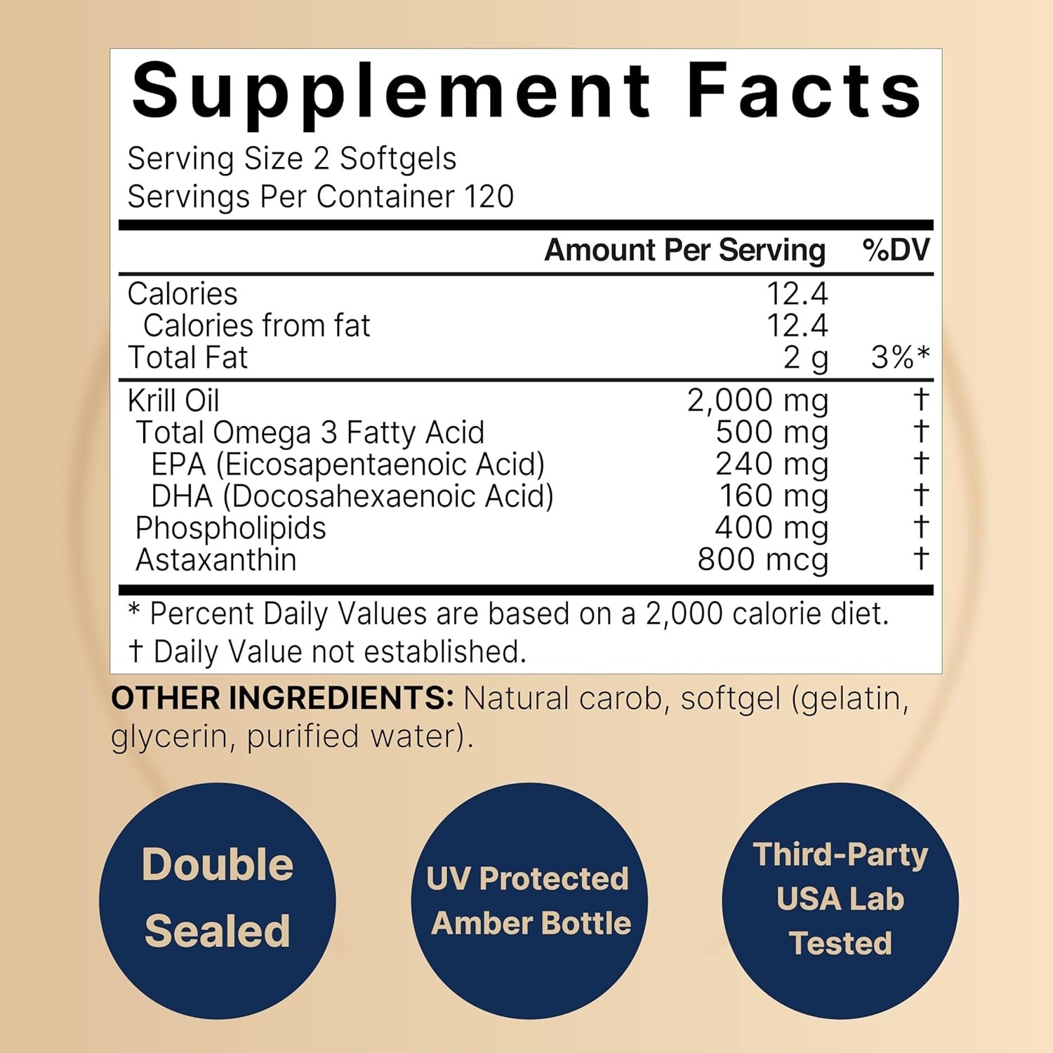 Antarctic Krill Oil 2000mg | 240 Softgels | Omega-3 with No Fishy Taste