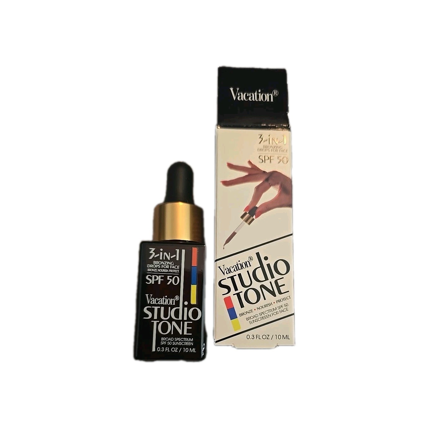 Vacation Studio Tone 3-In-1 Bronzing Drops For Face SPF 50 Travel Size 0.3 fl oz