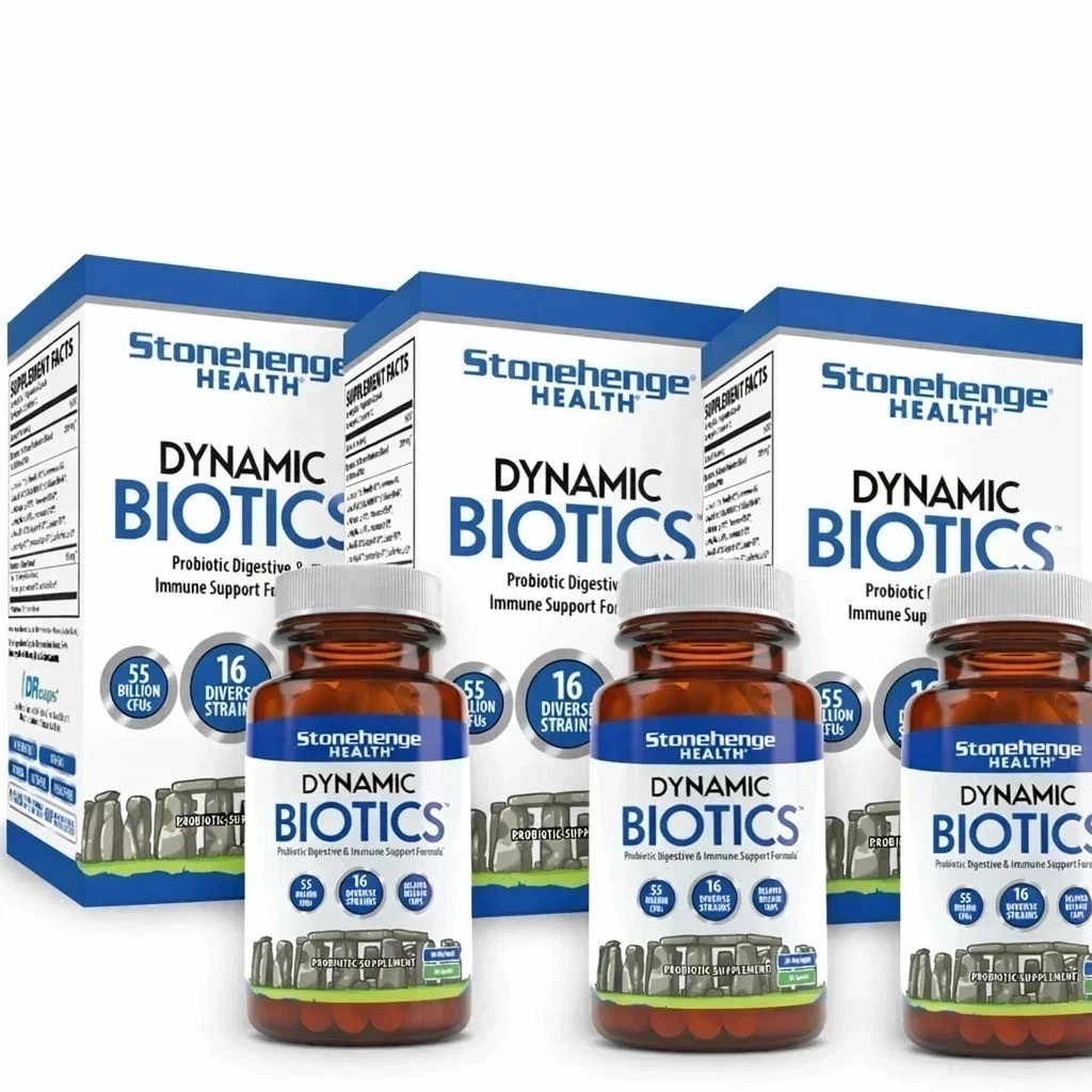 3 pack Dynamic BIOTICS Stonehenge Probiotic Immune, Digestive, IBS & Gut Support