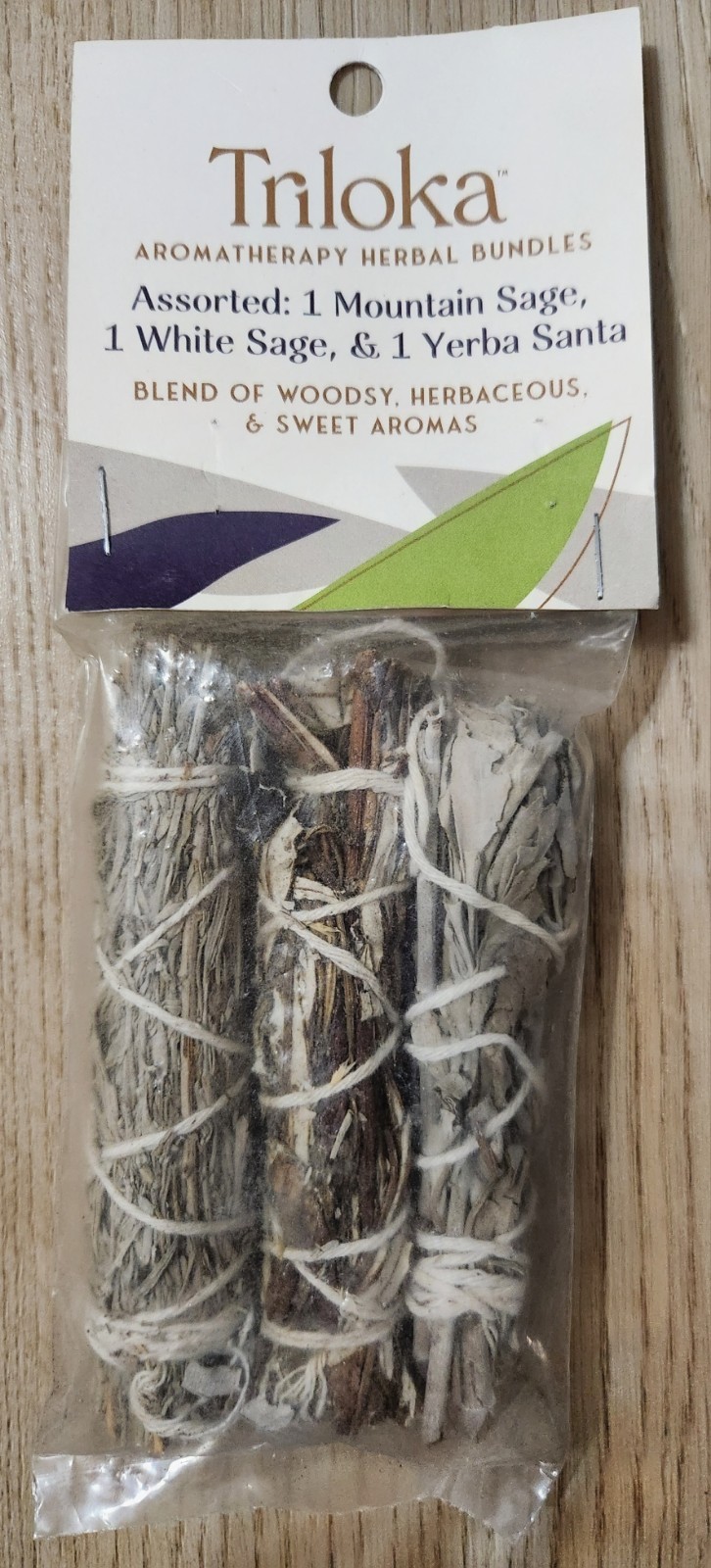 Triloka 4″ Sage Bundle Assortment: 1 Mountain Sage, 1 White Sage, 1 Yerba Santa