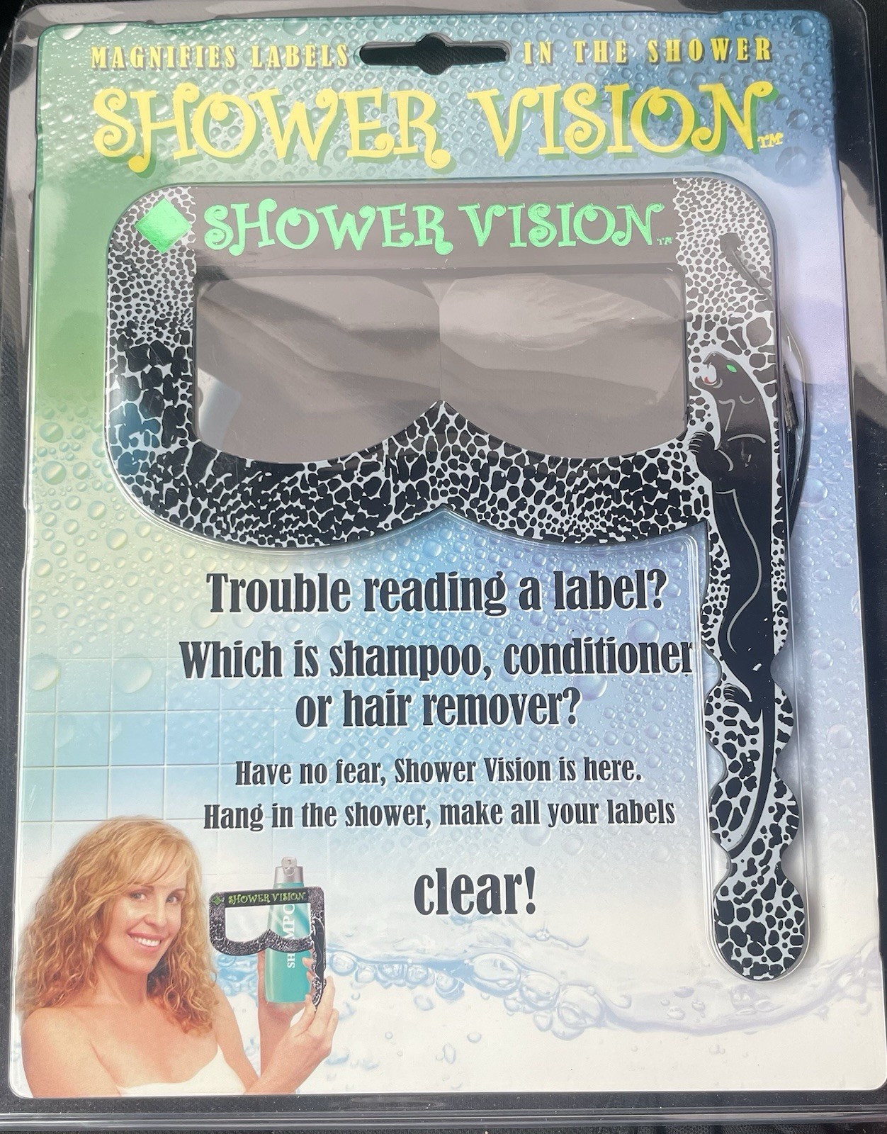 Shower Vision Magnifies Labels in the Shower – Waterproof