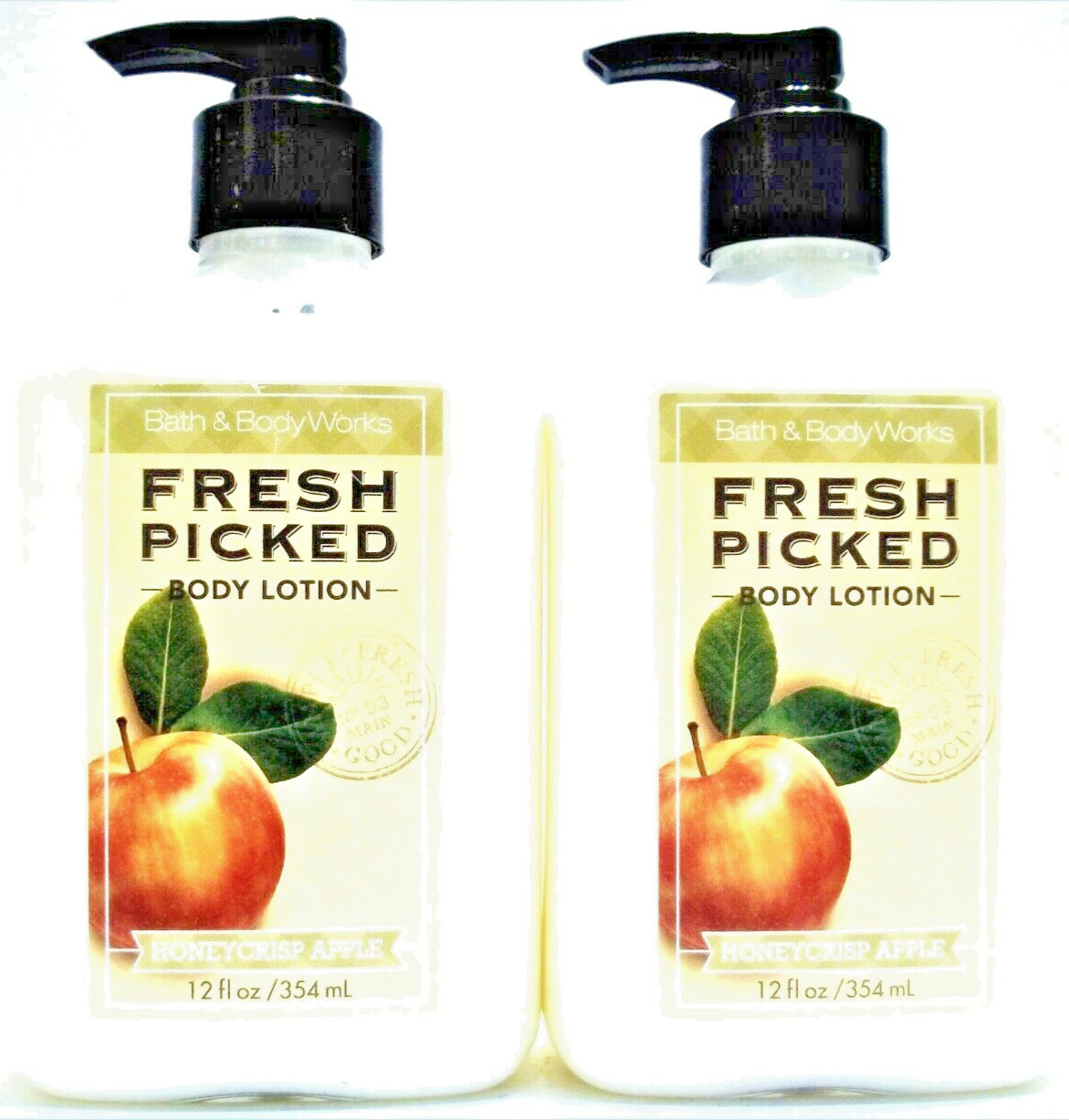 Bath Body Works Fresh Picked HONEYCRISP APPLE Body Lotion, BIG! 12 oz, NEW x 2