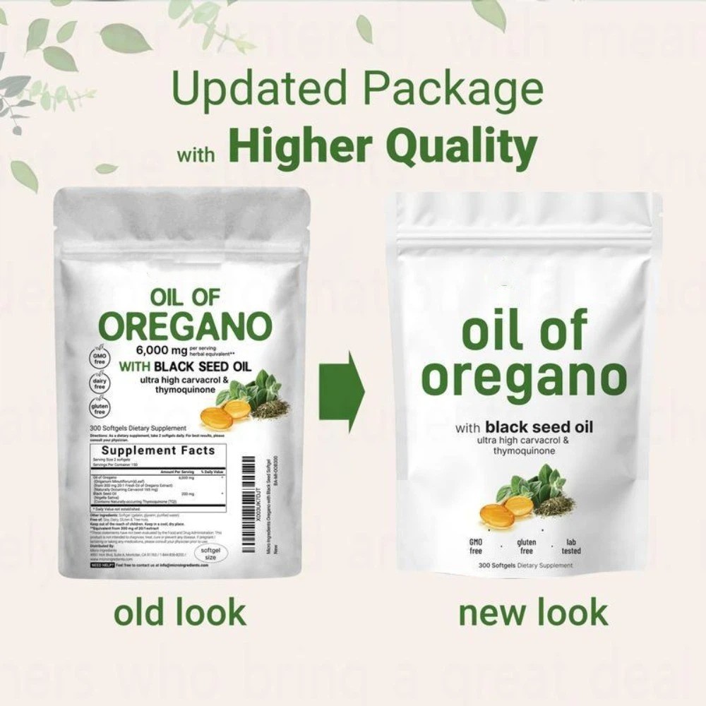 Support 1PCS 2 in 1 Oil of Oregano & Black Seed Softgels Count Carvacrol,Immune