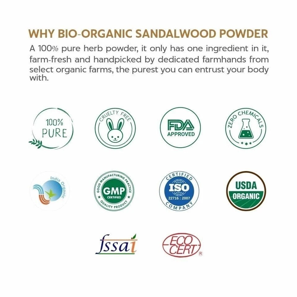 INDUS VALLEY Organic Sandalwood Powder Face Pack, 200g