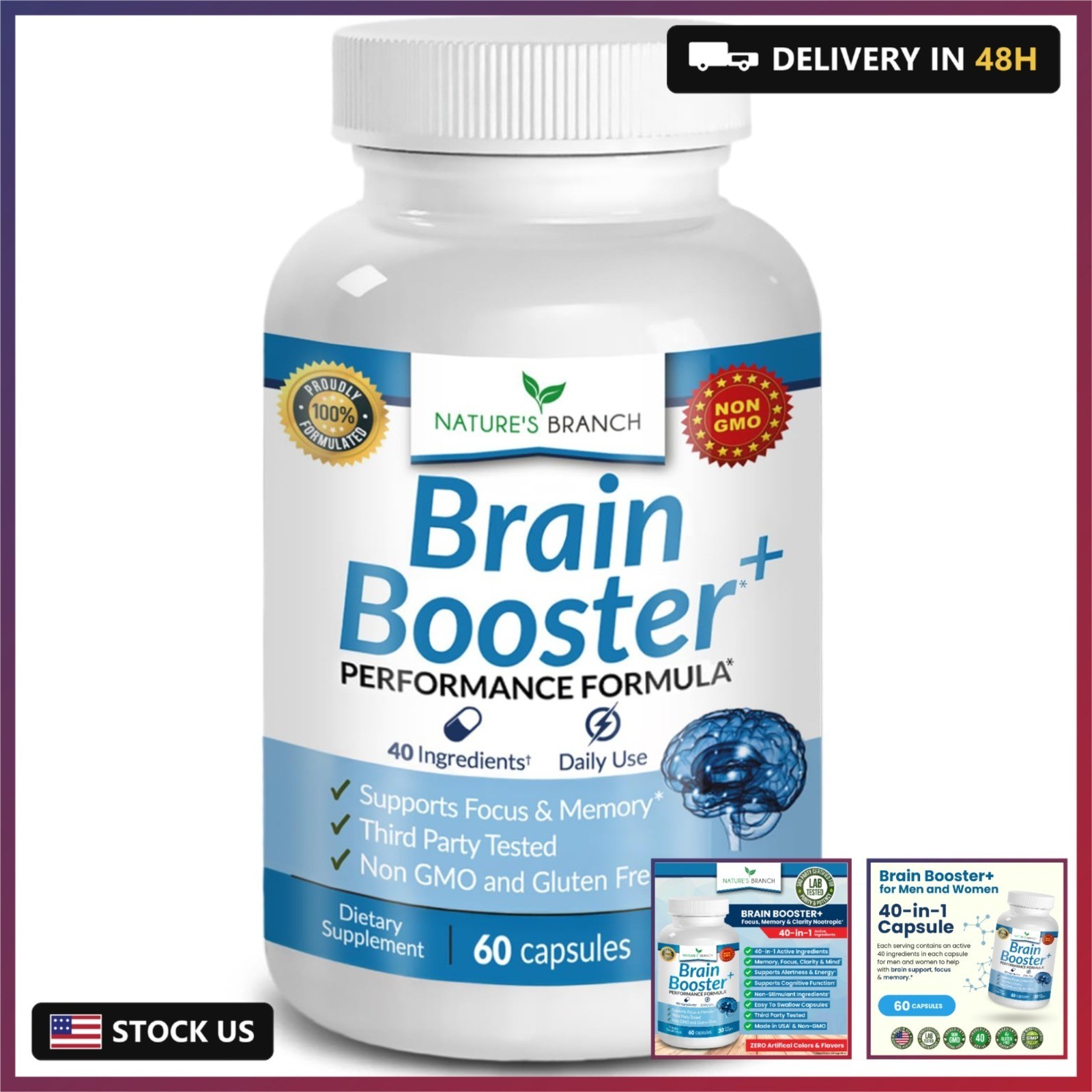 40-in-1 Brain Booster Supplement for Focus, Memory, Clarity, Energy | Advanced V