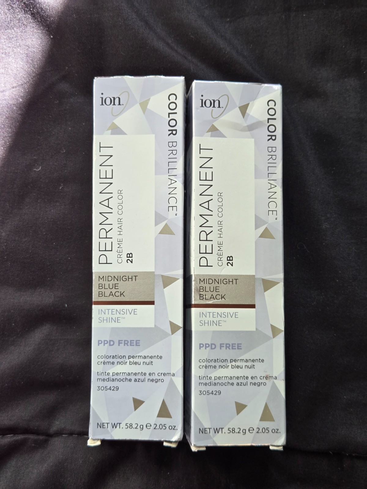 2 Ion Color Brilliance Permanent Crème Hair Color Midnight Blue Black 2B 2.05oz.