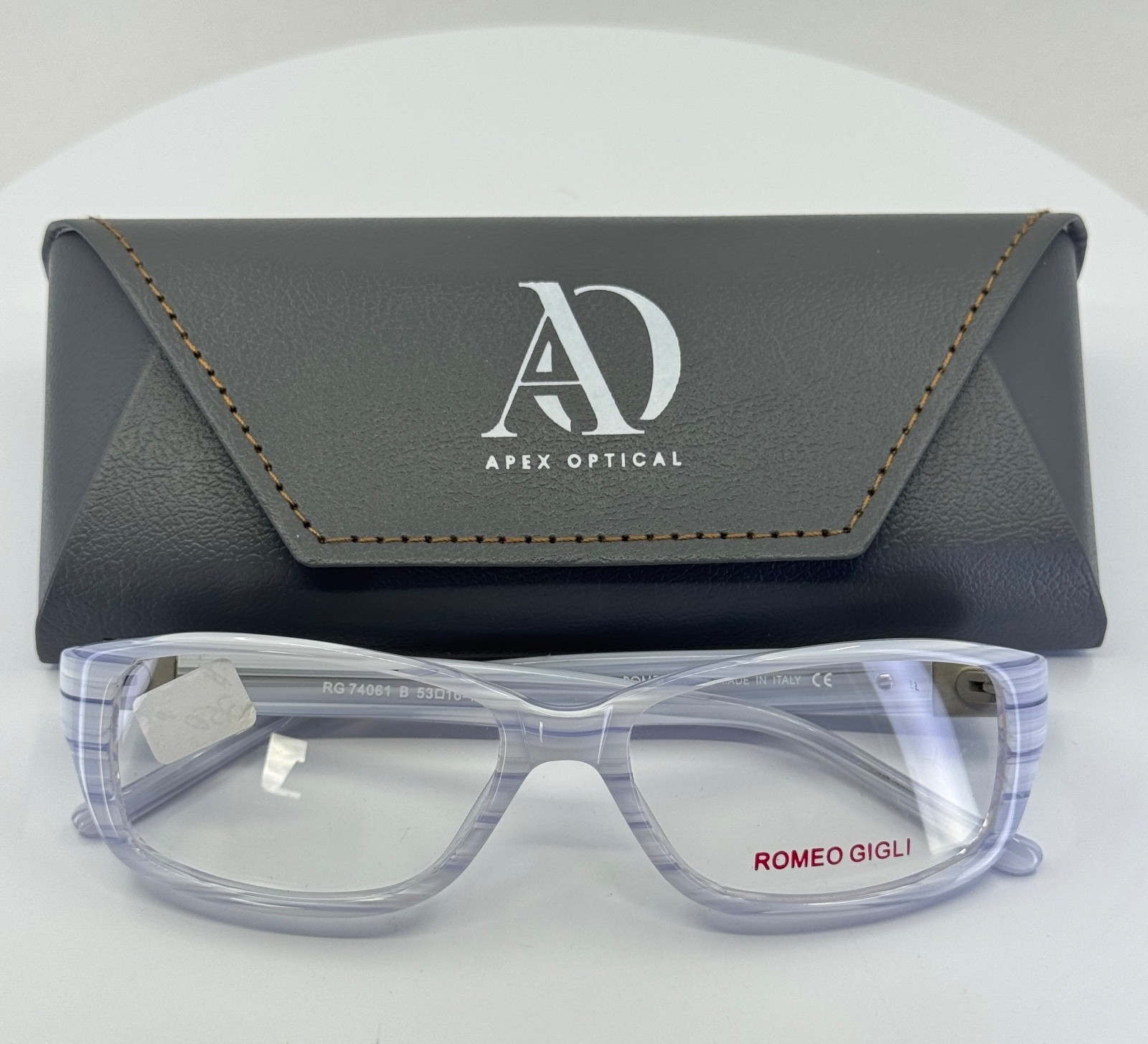 ROMEO GIGLI RG 74061 B Pearl Grey Rectangle Full Rim Eyeglasses 53-16-135 B:35