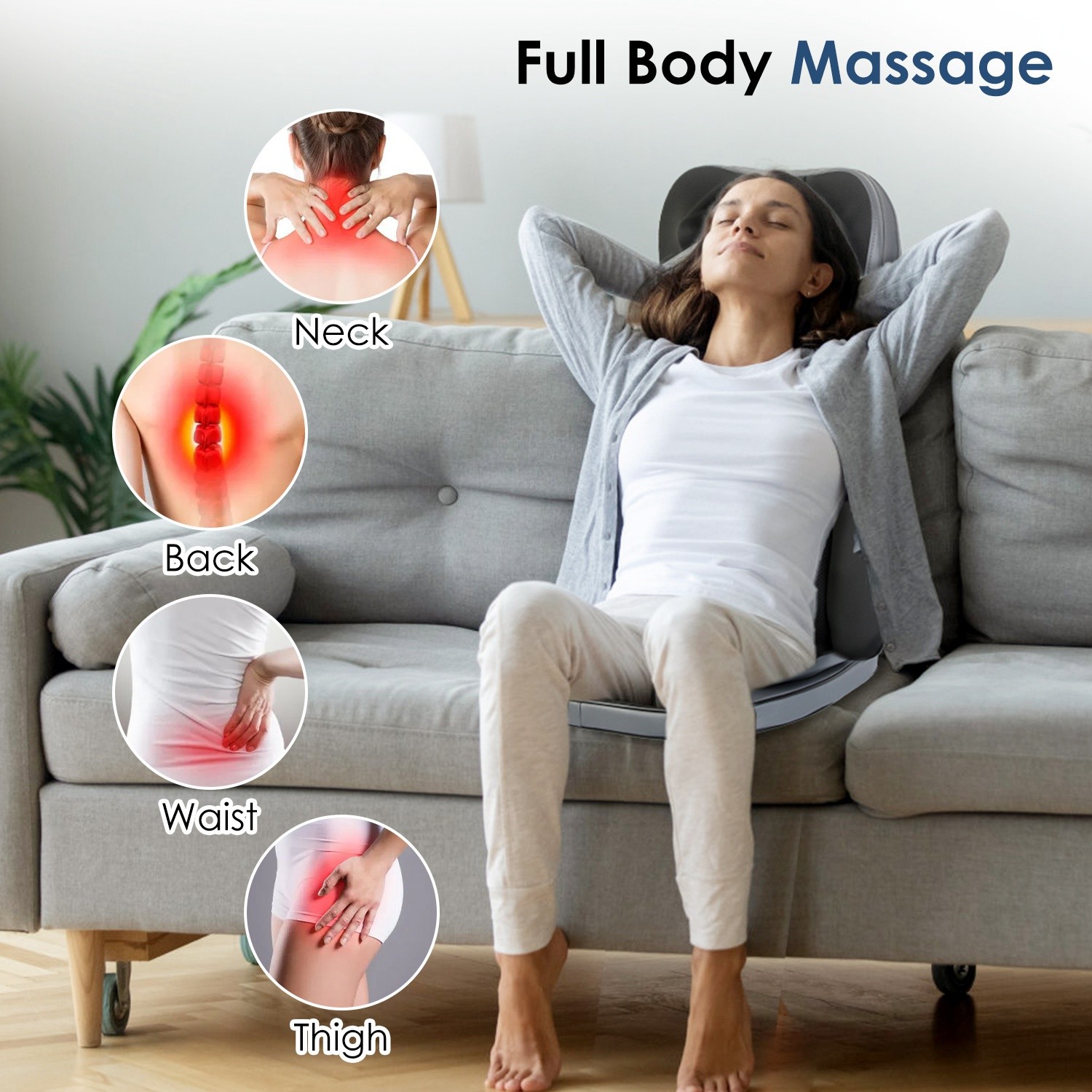 Back Massager with Heat Vibration Kneading Massage Chair Pad for Home Office