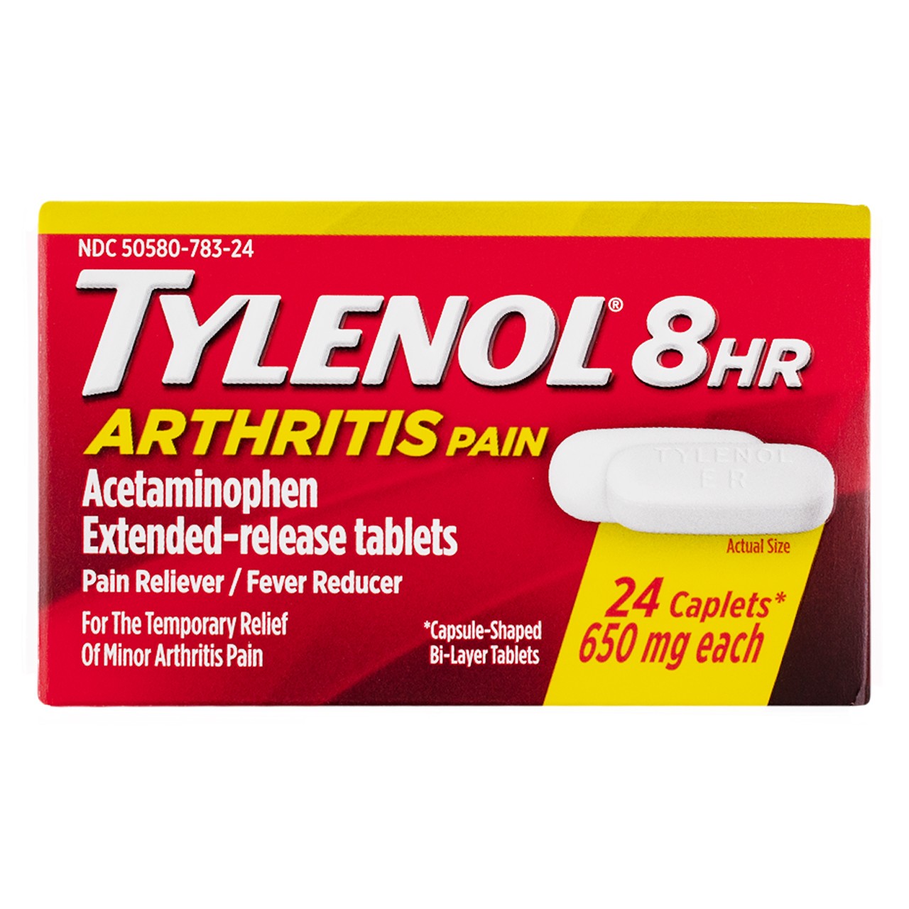 2 Pack Tylenol 8 HR Caplets Arthritis Pain Acetaminophen Caplets, 650 mg, 24 Ct
