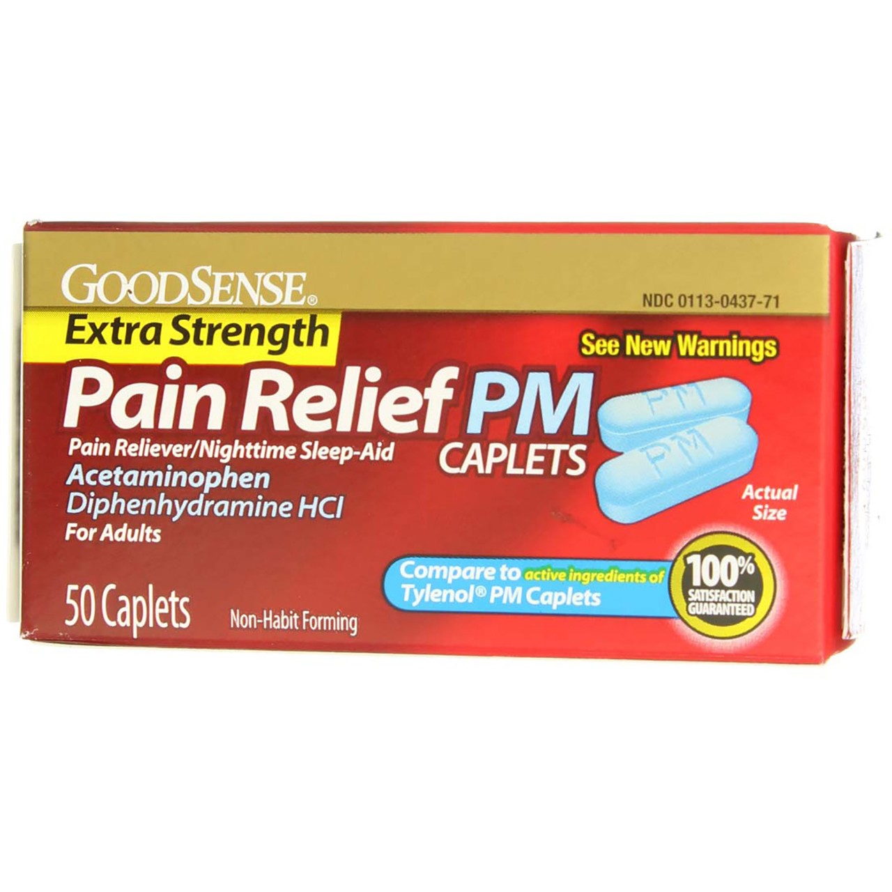 4 Pack GoodSense Acetaminophen PM Pain Reliever Caplets, 50 Ct