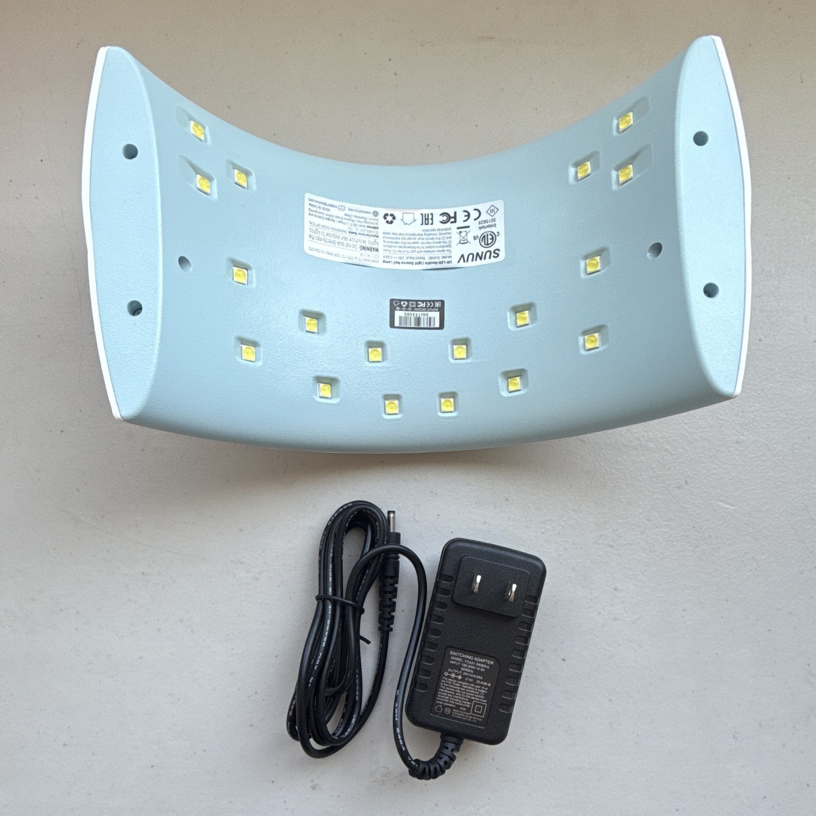 SUNUV SUN9C 24W LED UV Nail Lamp Dryer, White Plastic, Electric w/ Power Adapter