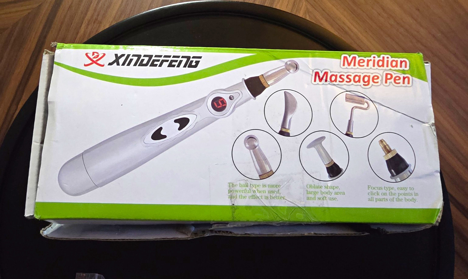 XINDEFENG Meridian Massage Pen Stimulation Device 9 Settings Battery w/ Tips