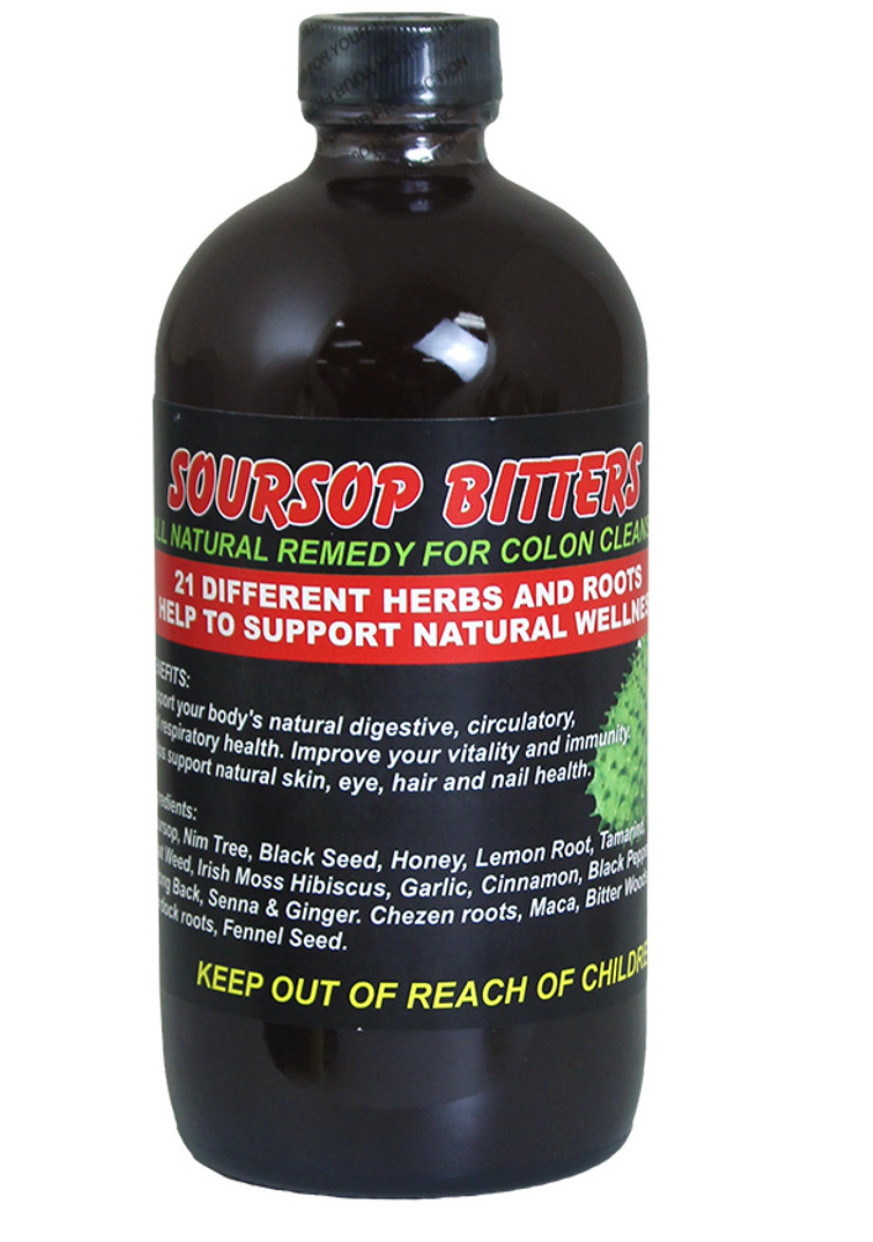 Soursop Living African Bitters, 100% Pure Natural Organic Herbal Detox 16 oz