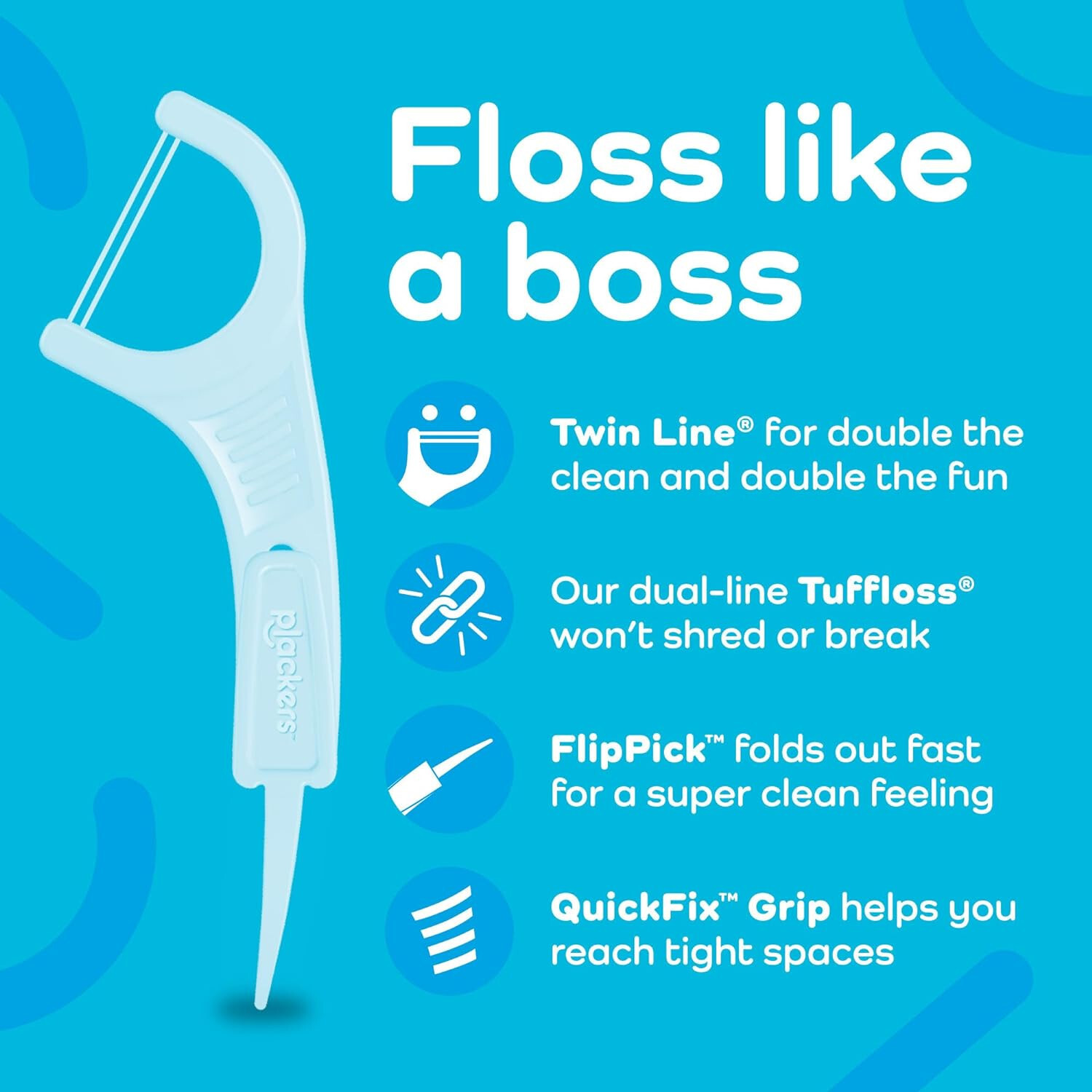 Plackers Twin-Line Dental Flossers, Cool Mint Flavor, 300 Count (Pack of 1)