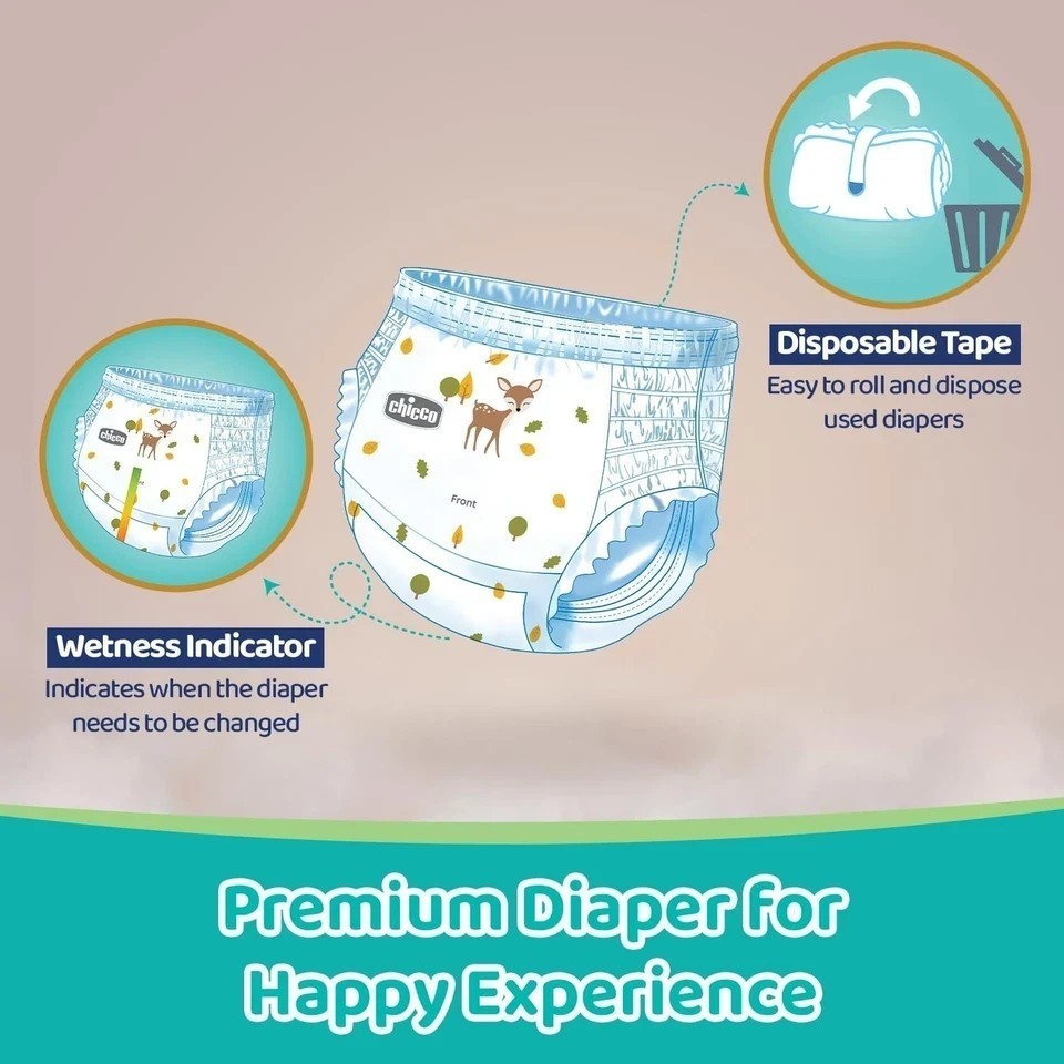 Chicco Comfy-Pro Pant Style Baby Diapers Medium, 30 Count