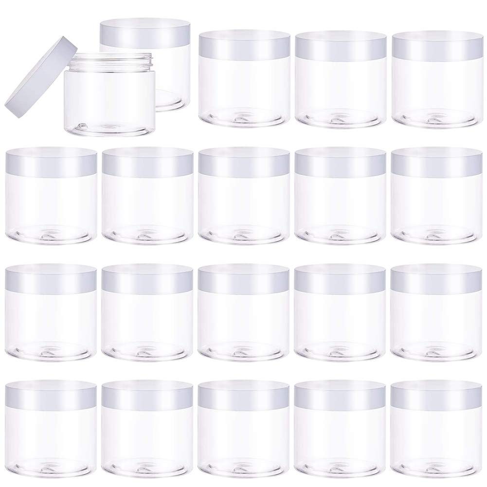 20 PCS 2oz Plastic Empty Jars with LidsWhite,WideMouth Refillable Storage Con…