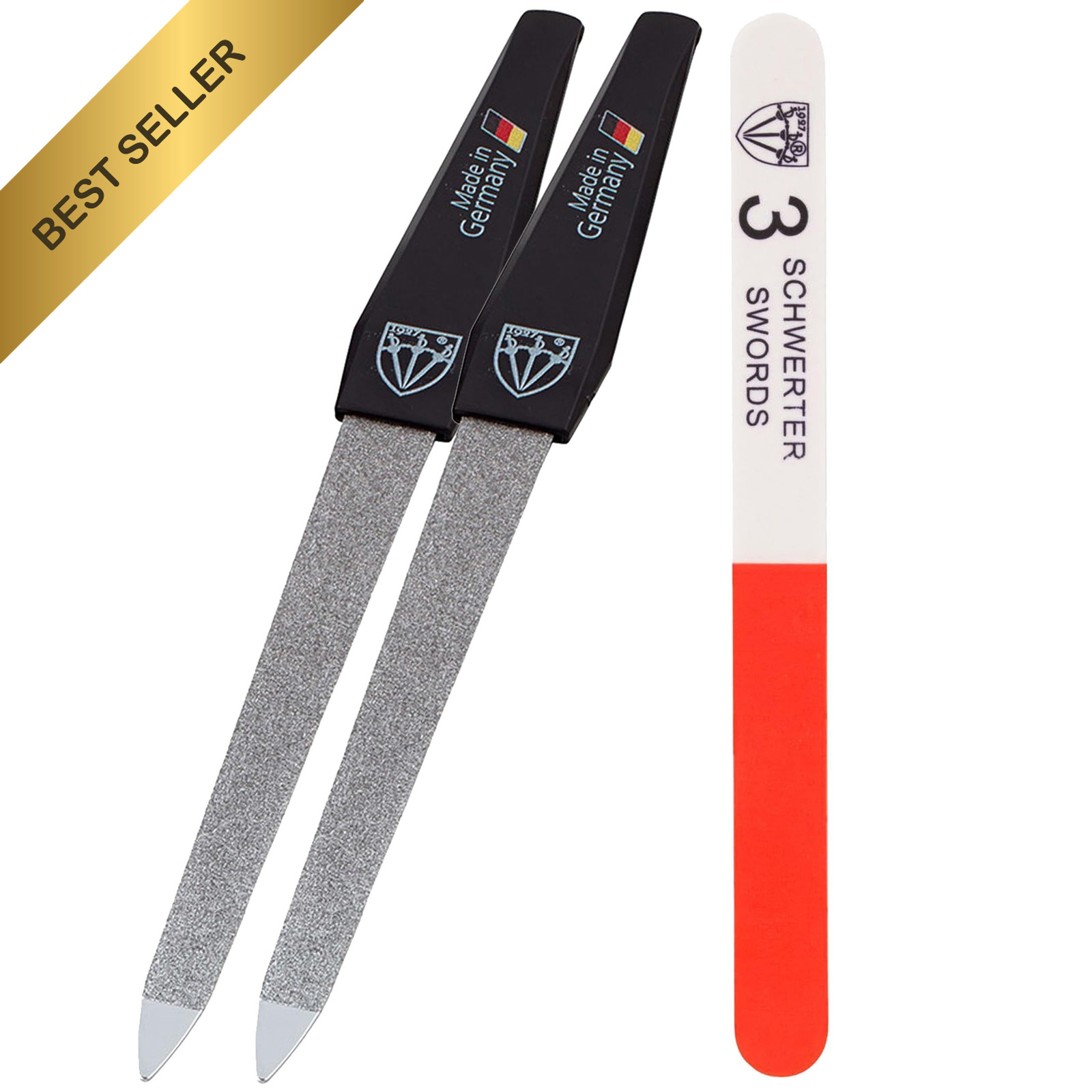 3 Swords Germany Sapphire Metal Nail File Set 2 Pieces And 3-Way Nail Buffer Kit
