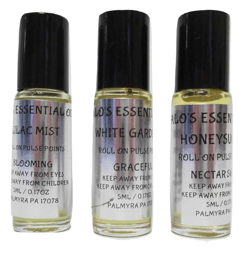 Halo’s Fragrance Oils Gardenia, Lilac, Honeysuckle Roll on Three 5ml Bottles