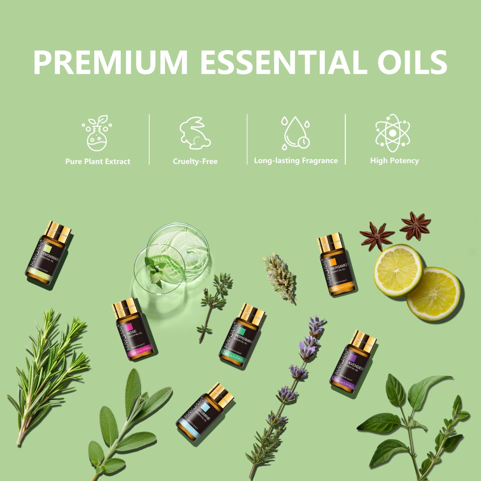 MAYJAM 20Pcs Essential Oil Set Aromatherapy Gift Kit 100% Pure Oils for Diffuser
