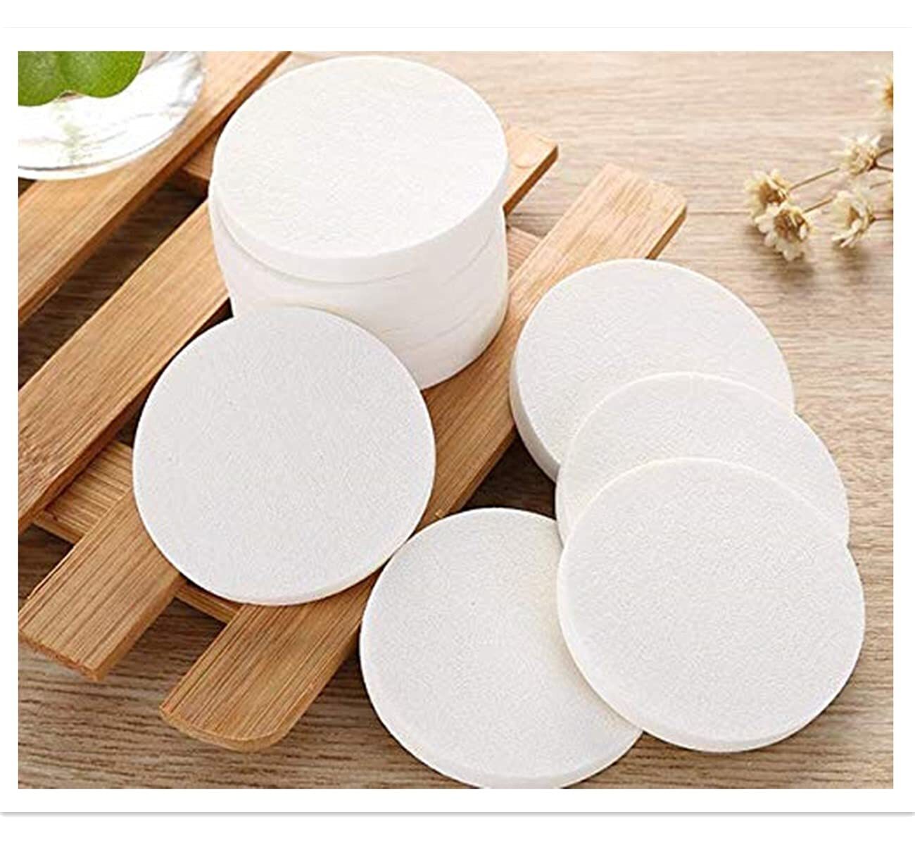 24 COUNT Professional Cosmetic Sponges with Vitamin E, Round Sponges, White