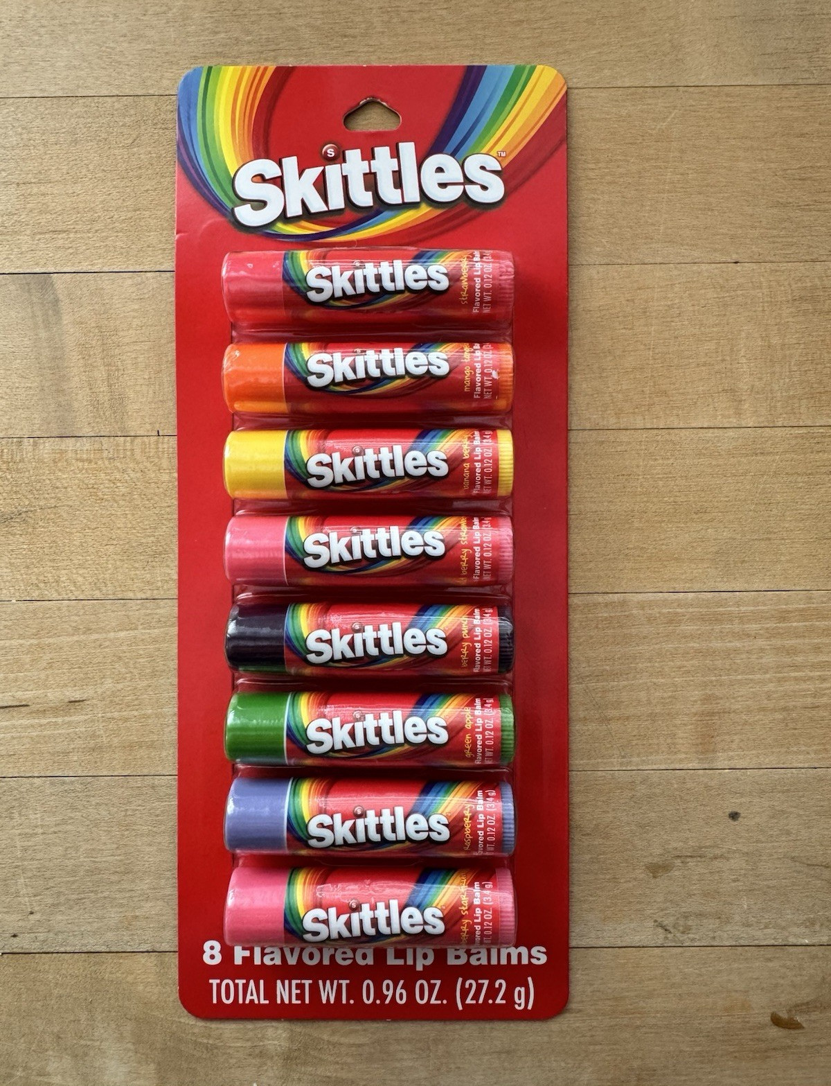 Skittles Beauty 8-Flavor Lip Balm Set – Kiss The Rainbow – 0.96 oz