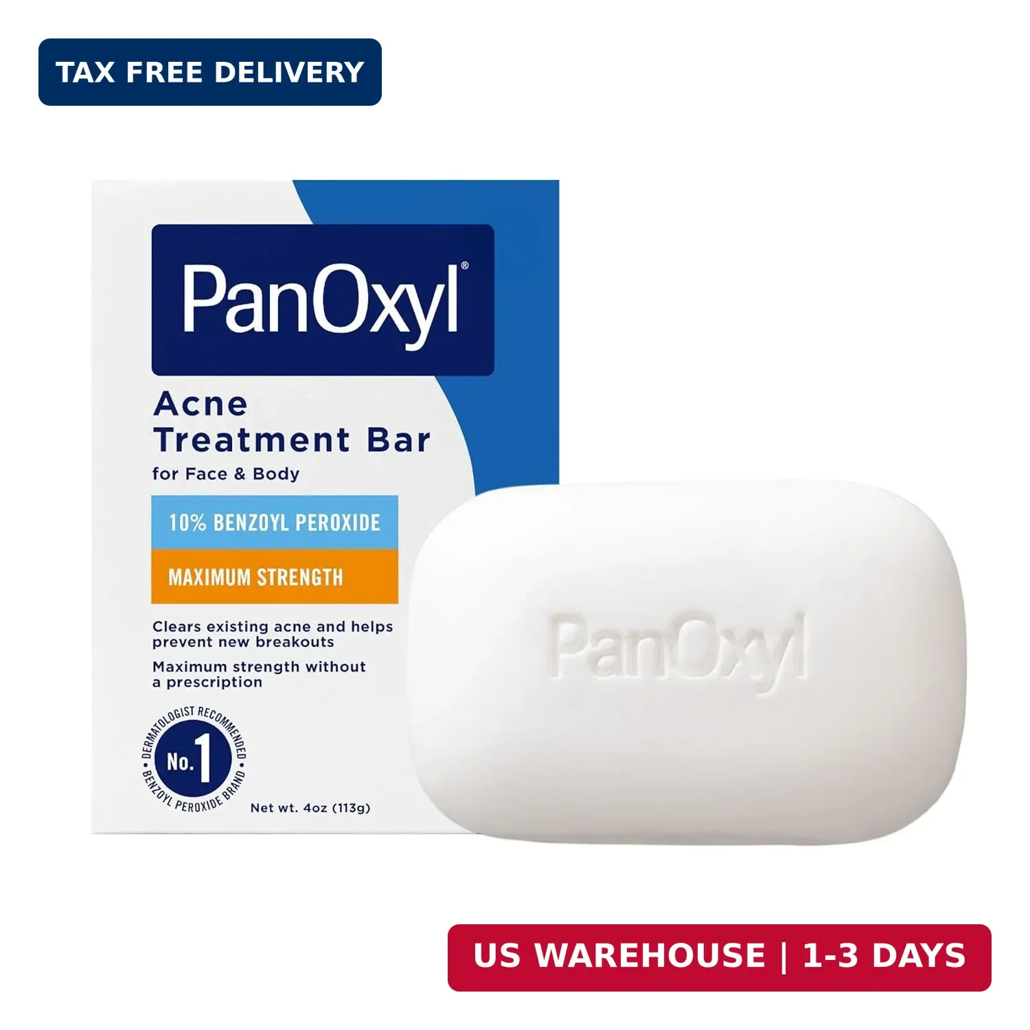 PanOxyl Acne Treatment Bar with 10% Benzoyl Peroxide, Maximum Strength Bar Soap