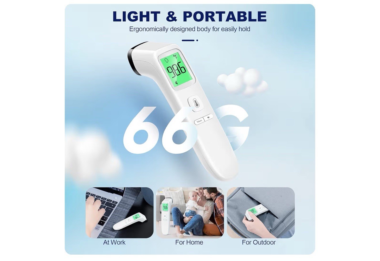 No-Touch Thermometer for Adults and Kids, White Accurate Digital Baby Thermomete