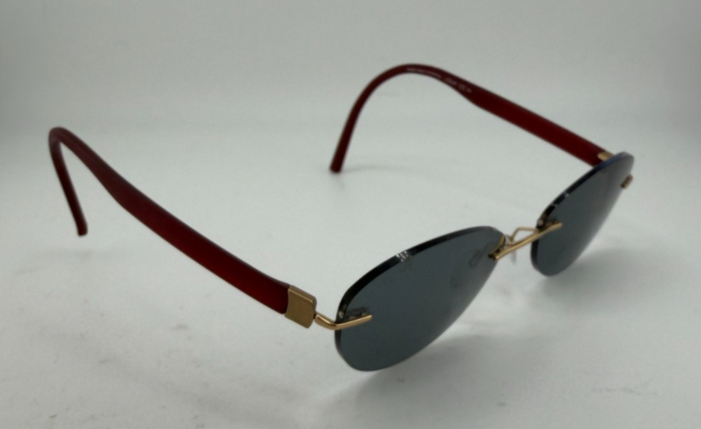 SILHOUETTE EYEGLASSES FRAMES ONLY 5506-70-7530 RED ROUND RIMLESS 50-17-140