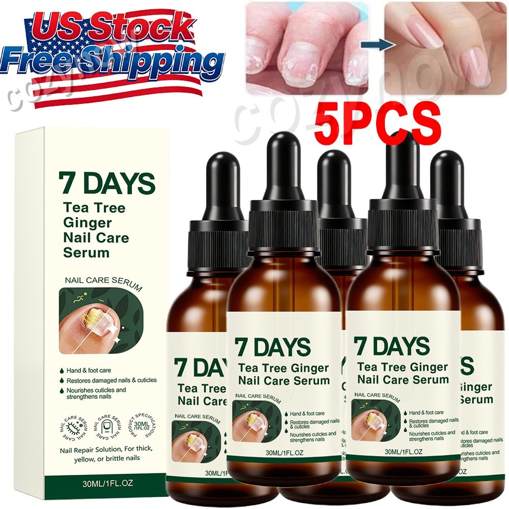 5x 7 Days Tea Tree & Ginger Nail Care Serum 30ml For Repair Dry Brittle Nails US