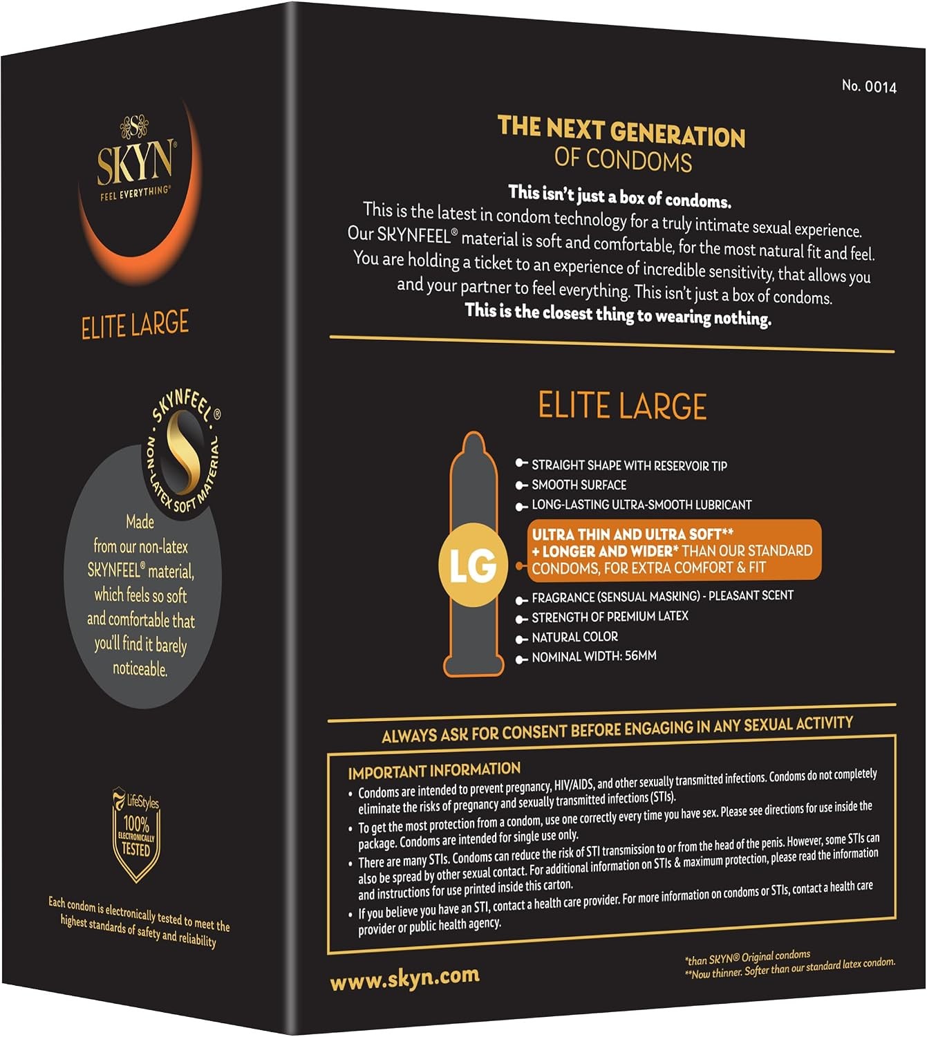 SKYN Elite Large Condoms 36 Count Longer Wider Ultra-Thin Non-Latex