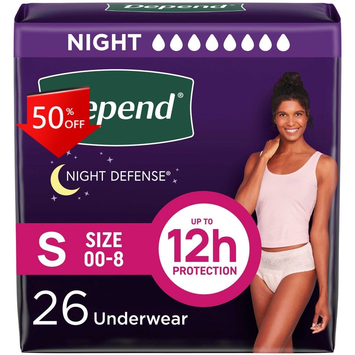 Depend Night Defense Incontinence Underwear – Women’s – Small