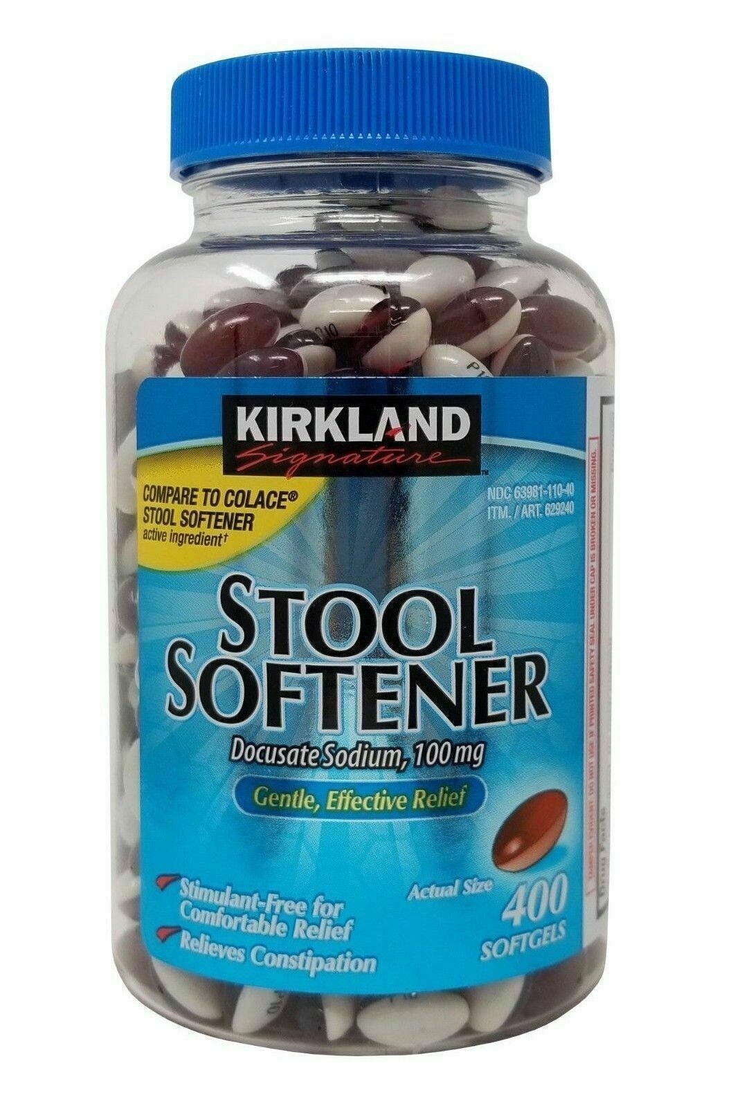 Kirkland Stool Softener 100 mg 2 Pack 400 each Docusate Sodium NEW