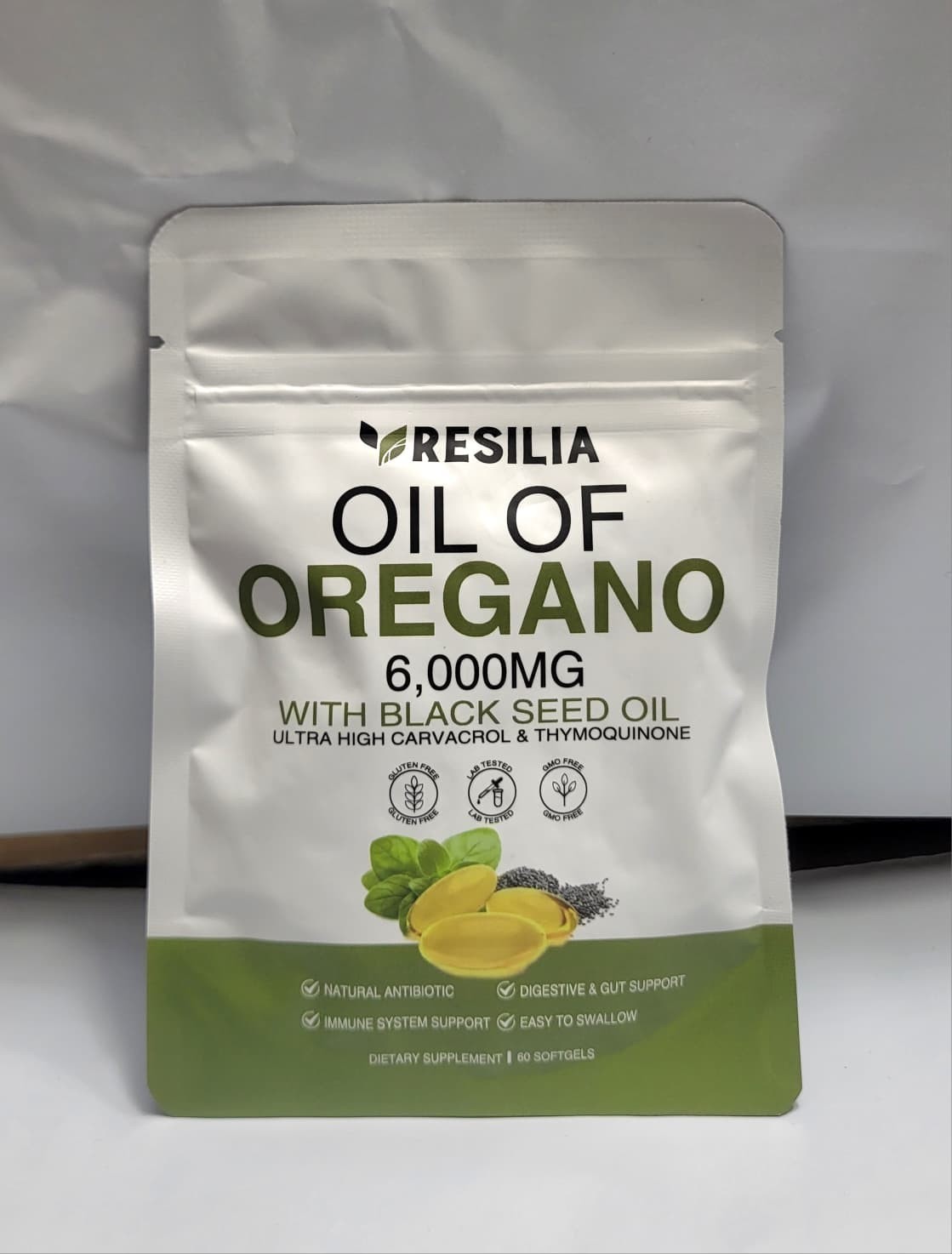 Resilia Oil of Oregano 6000mg with Black Seed Oil Softgels – 60 Capsules