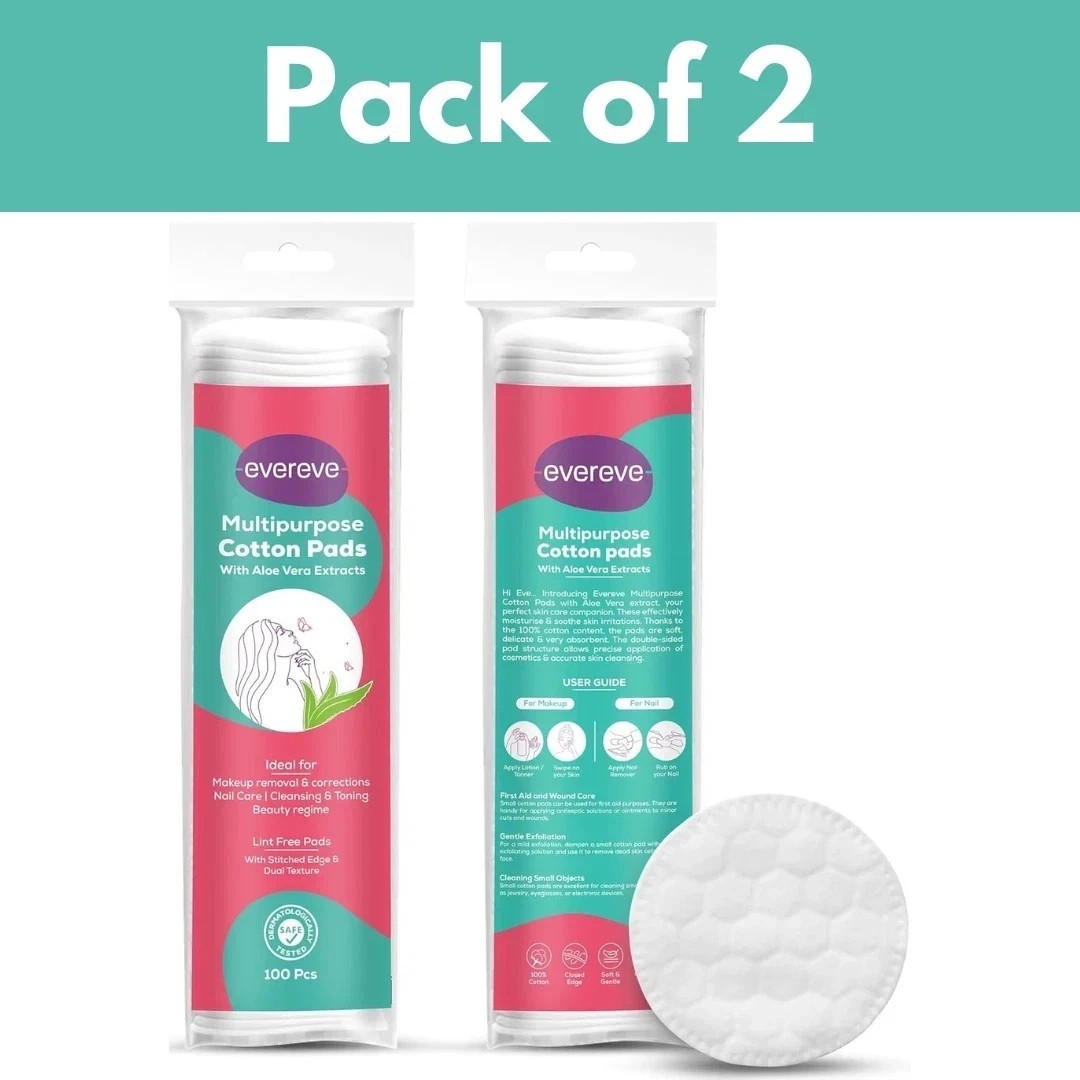 Evereve Multipurpose Cotton Pads, For Make up Removal & Nail care 200 Pads