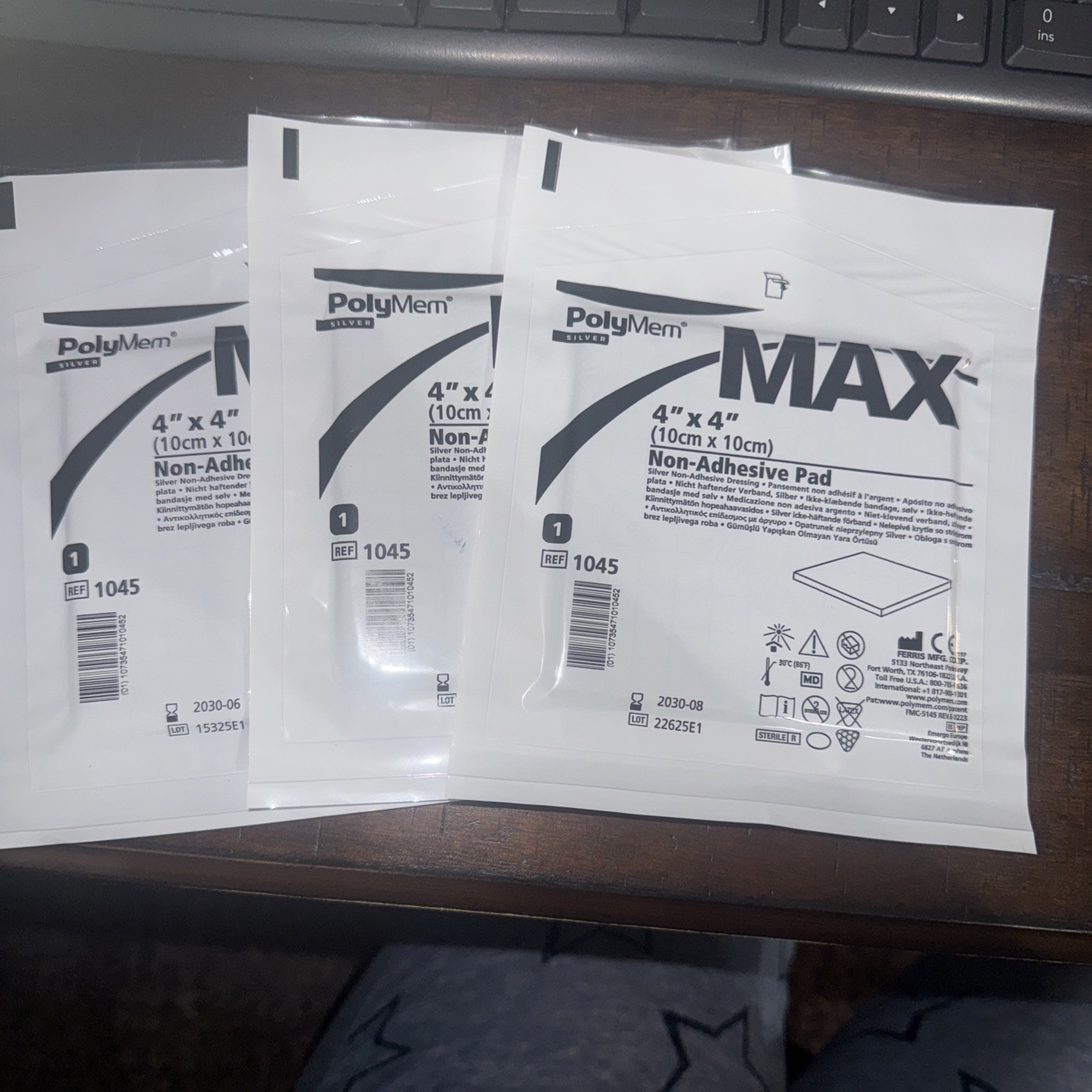 (6) NEW PolyMem MAX Silver 4″ x 4in Non-Adhesive Pad Foam Dressing Exp 2030