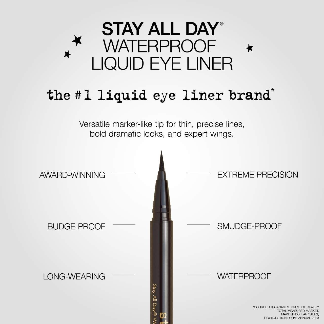 Authentic stila Stay All Day Waterproof Liquid Eye Liner 2 SHADES,0.016oz/0.5mL
