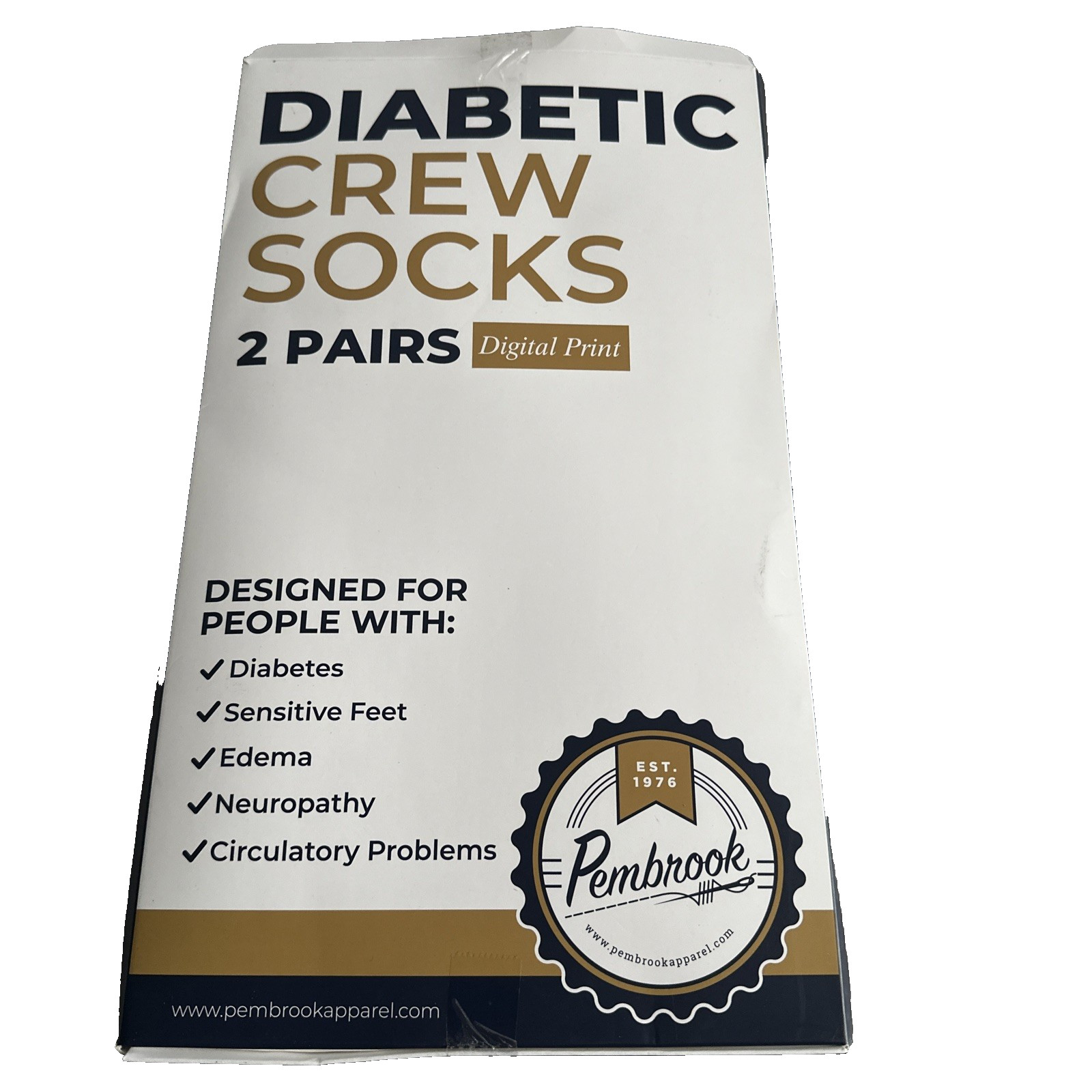 Pembrook Small Diabetic Crew Socks Lot 4 Pairs Digital Print Polyester New