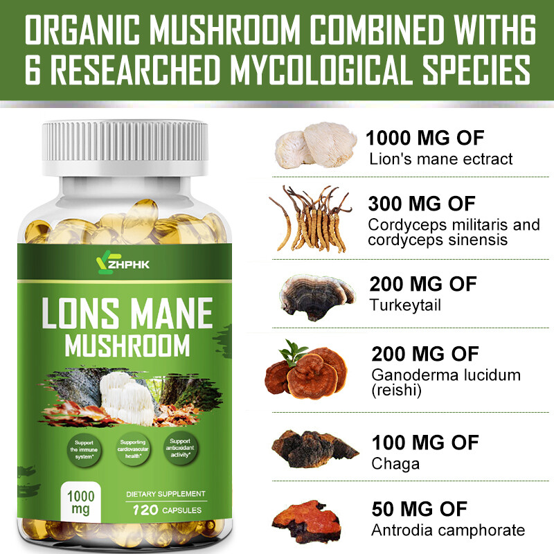 Mushroom Complex 120ct with Lions Mane, Reishi, Shiitake, Chaga and more