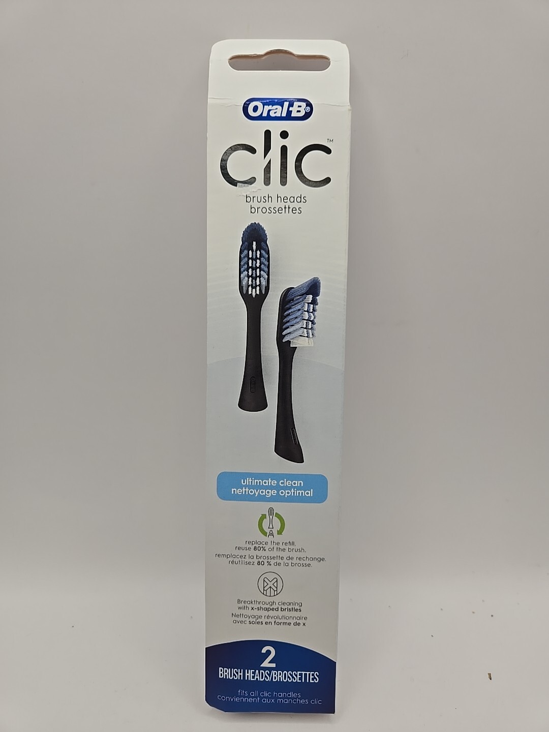 Oral-B Clic Toothbrush Ultimate Clean Replacement Brush Heads Black 2 Count